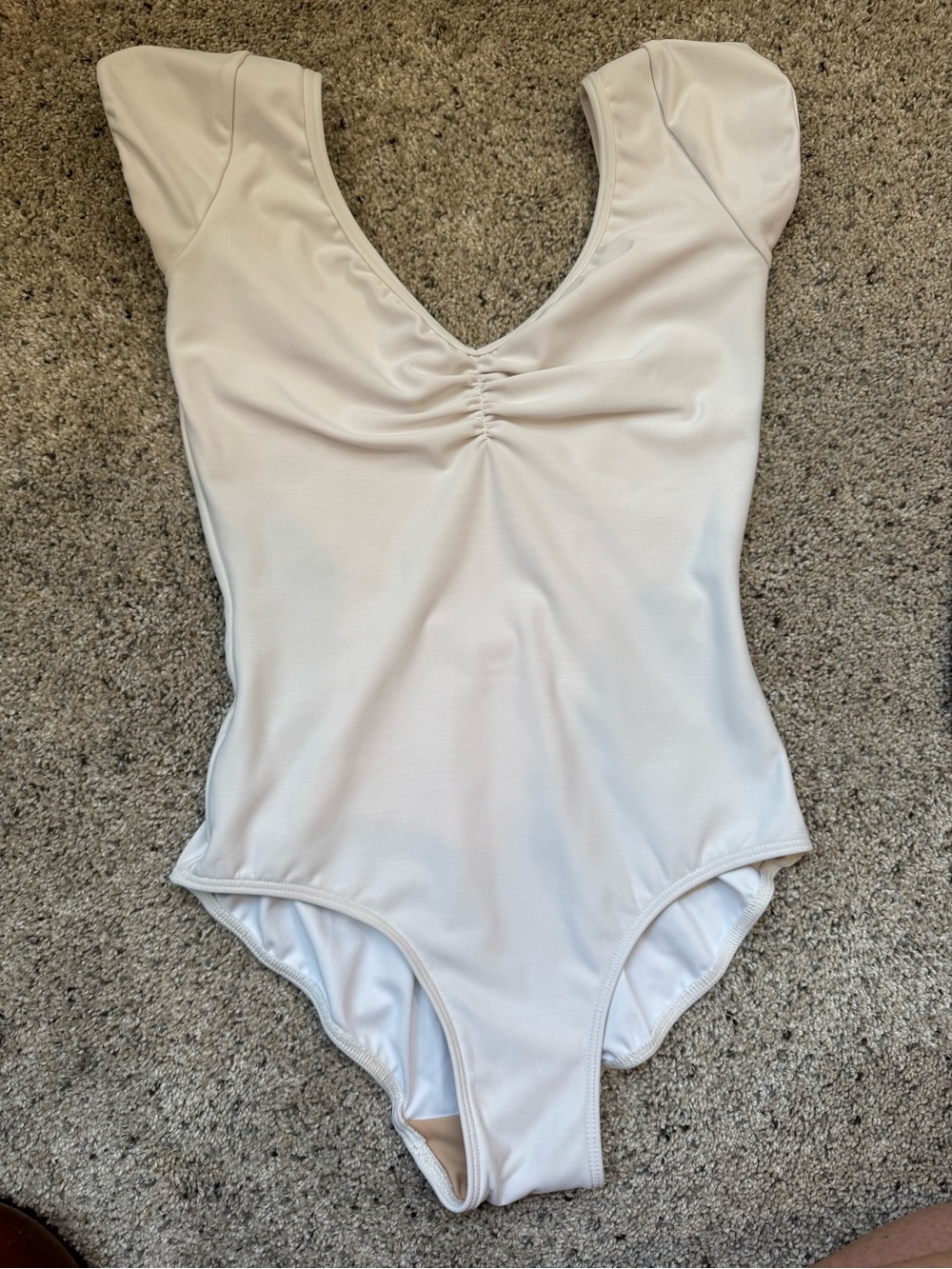 White Cap-Sleeve Elevé Leotard - size small